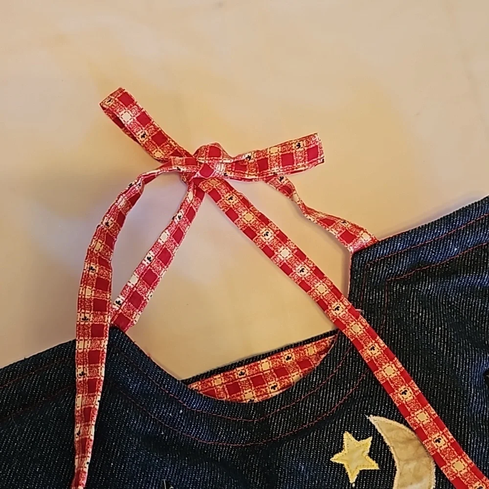 Hand Crafted upcycled bids 2pc-Set double-sided train plaid quilted embroidered